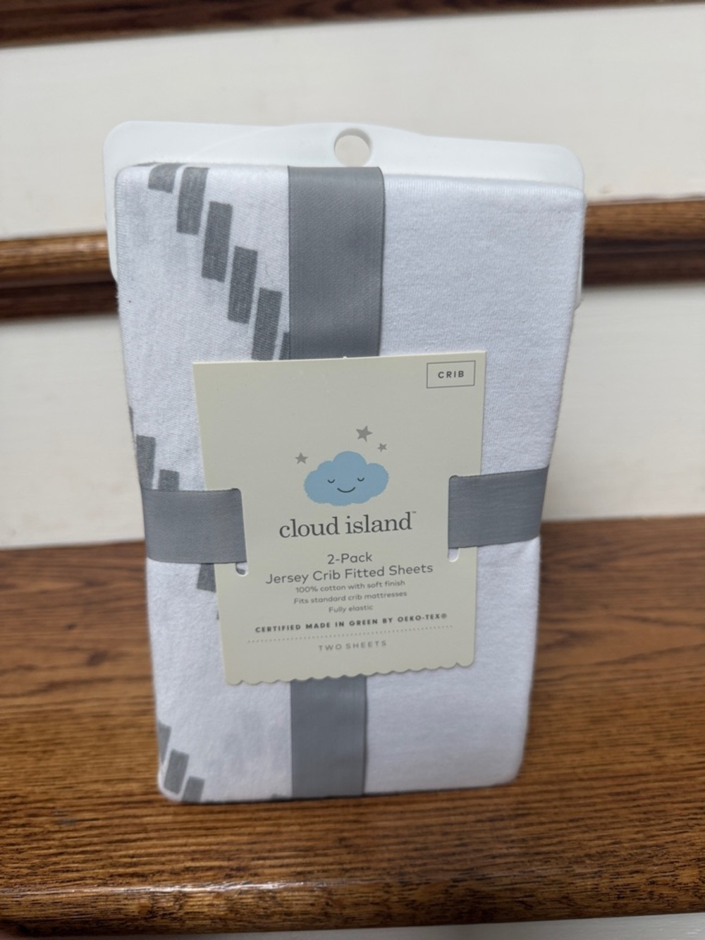 cloud island White and Gray Jersey Crib Fitted Sheets - 2 Pack